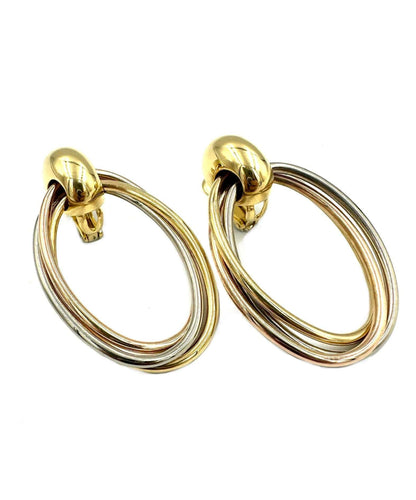 Boucles d'oreilles CARTIER. Boucles d'oreilles vintages 3 ors 18K 58 Facettes