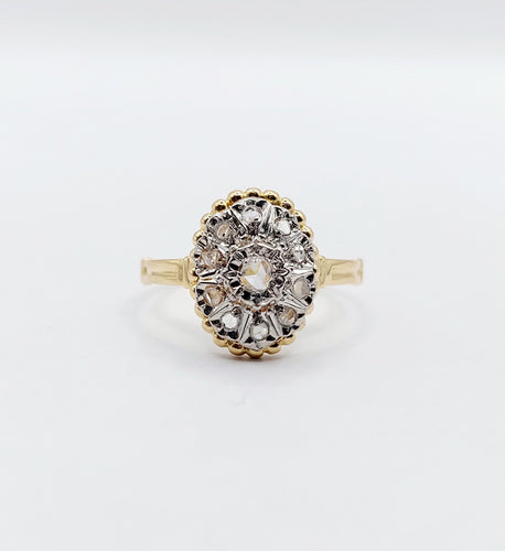 Bague 52 Bague marquise antique or jaune diamant taillés en roses 58 Facettes A05051