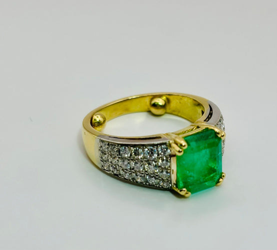 Bague 55 Bague en or avec émeraude et diamants – bijou haut de gamme 58 Facettes 50334