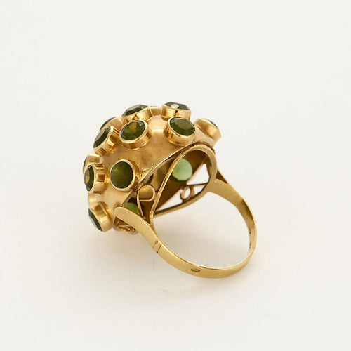 Bague 49,5 Bague dôme en or jaune et tourmalines vertes 58 Facettes MAN1695X2