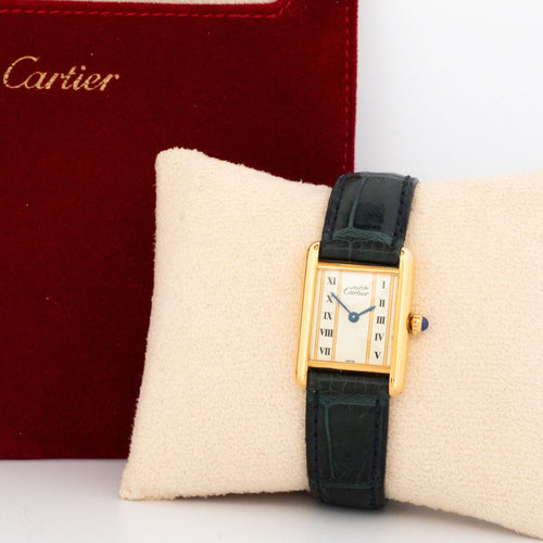Montre Cartier - Montre Tank Must Ivory column dial en vermeil 58 Facettes