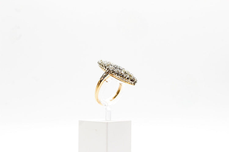 Bague Bague Marquise or jaune et platine 58 Facettes 240284