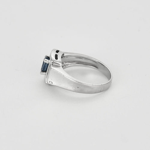 Bague 55 Bague en Or blanc 18k Saphir 58 Facettes MAN1436