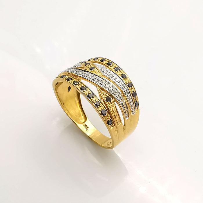 Bague 59 Bague en or jaune, saphirs, diamants 58 Facettes