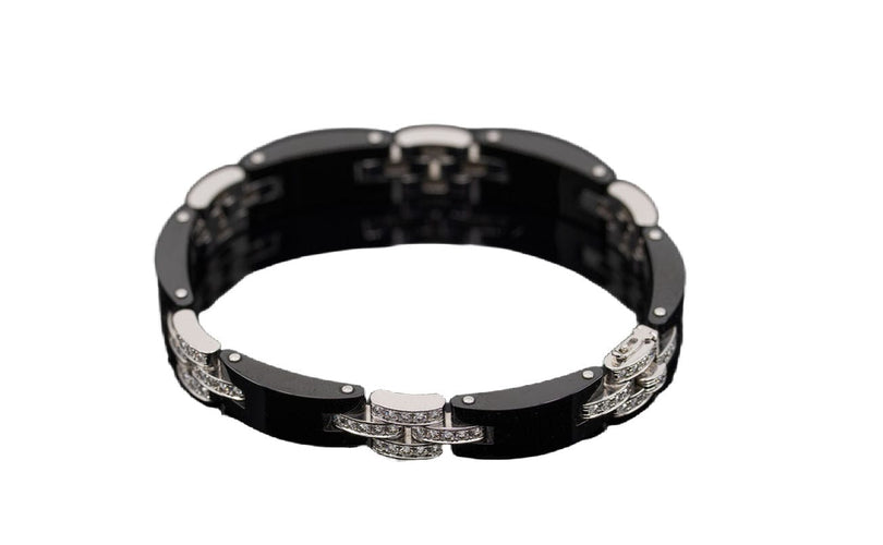 Bracelet CARTIER - Bracelet Maillon Panthère en or blanc et céramique diamants 58 Facettes 1