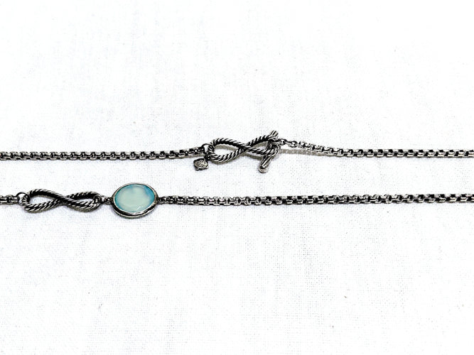 Collier David Yurman - Sautoir en argent et calcédoines 58 Facettes