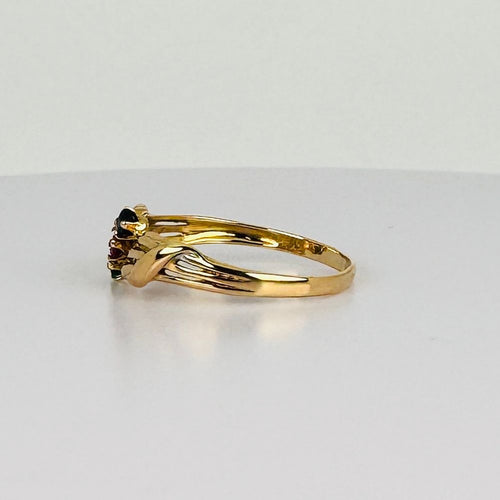 Vintage Ring mit Rubin, Smaragd & Blauem Saphir