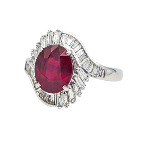 Bague 53 Bague Pompadour Or blanc Rubis, Diamant 58 Facettes 4169901RV