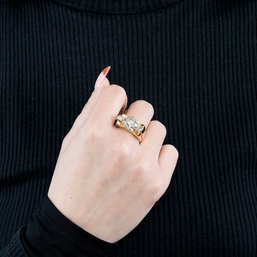 Bague 55.5 Bague Tank en or jaune et diamants. 58 Facettes