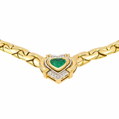 Collier Collier Maille haricot Or jaune Emeraude, Diamant 58 Facettes 4013232CN