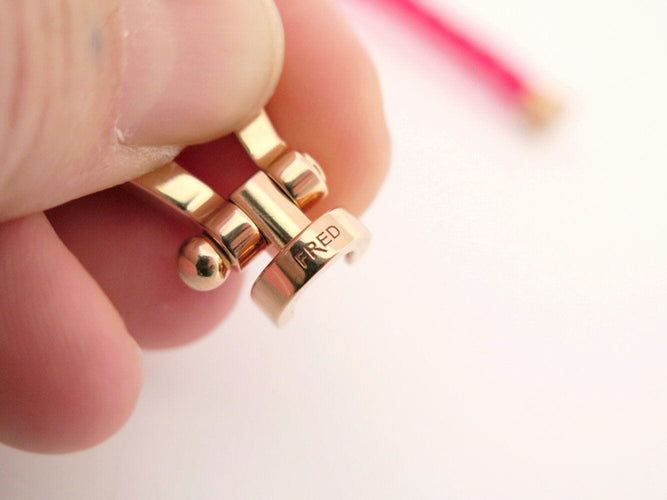 Bracelet bracelet FRED force 10 gm 0b0007 manille en or rose 18k cordon rose 58 Facettes 271114