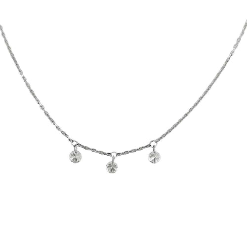Collier COLLIER OR BLANC 3 DIAMANTS 0,30ct 58 Facettes M8927