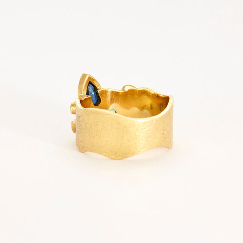 Bague 55 Bague saphir émeraudes diamants 58 Facettes LP472