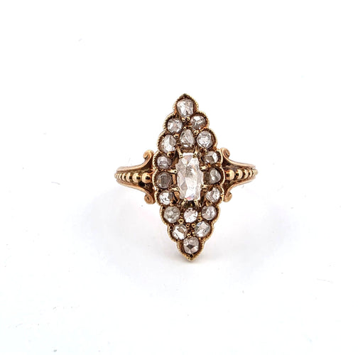 Bague 52 Bague du début des années 1900, en or jaune et diamants naturels taille rose. 58 Facettes