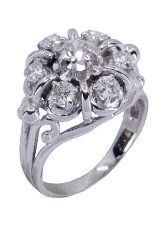 Bague 52 Bague fleur or blanc et diamants 58 Facettes 087651