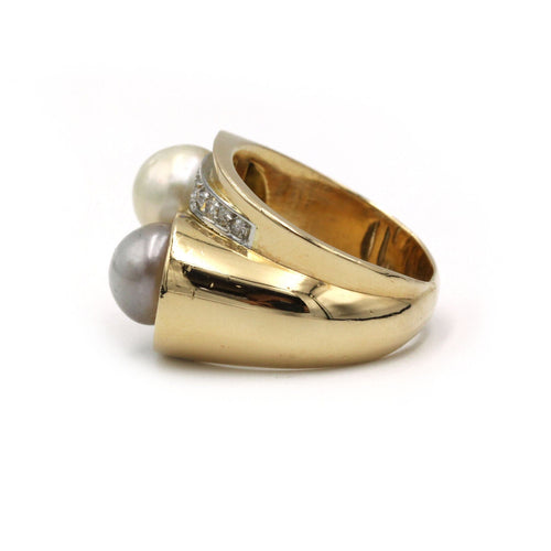 Bague 54 Bague - Or, Platine, Diamants & Perles 58 Facettes 250203R