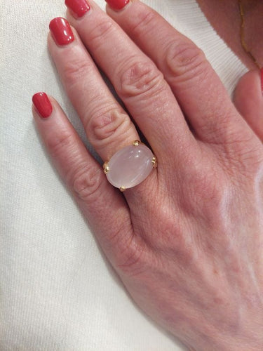 Bague 54 Bague or jaune quartz rose 58 Facettes 1000