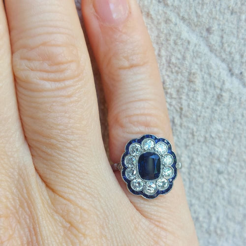 Pierścionek Art Deco z szafirem „Cérulea” 