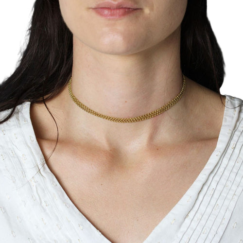 Collier Collier ancien ras du cou 3 rangs or jaune 58 Facettes 25-043