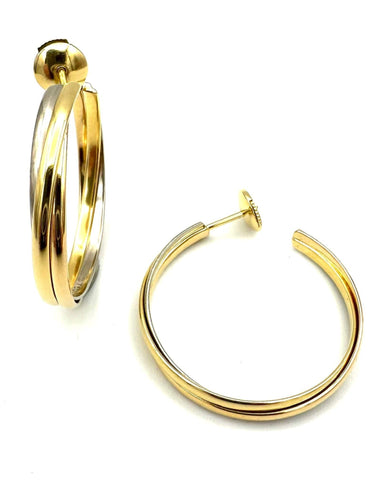 Boucles d'oreilles CARTIER. Collection "Trinity", créoles 3 ors 18K 58 Facettes