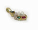 Pendentif vintage en or jaune 18 carats, perles et pierres précieuses