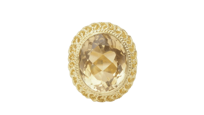 Bague 55 Bague filigranée en or jaune et citrine facettée 58 Facettes