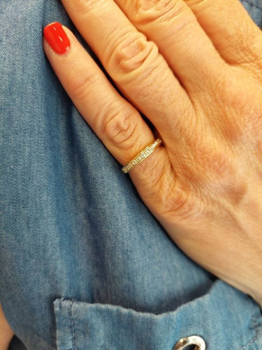 Bague 51 Demi alliance or jaune et diamants 58 Facettes 088451