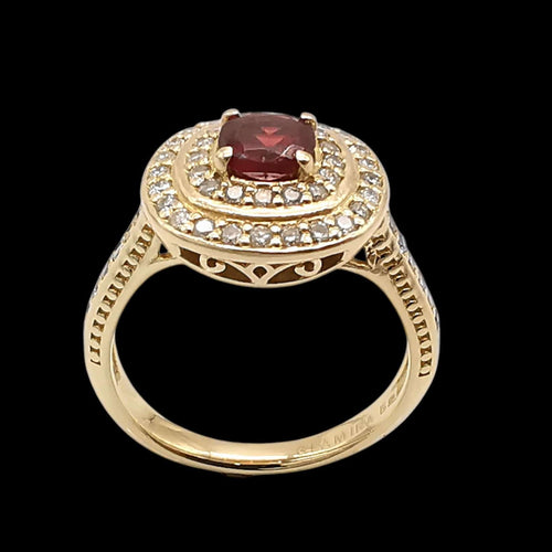 Bague 52 Bague GLAMIRA or jaune, grenat, diamants 58 Facettes