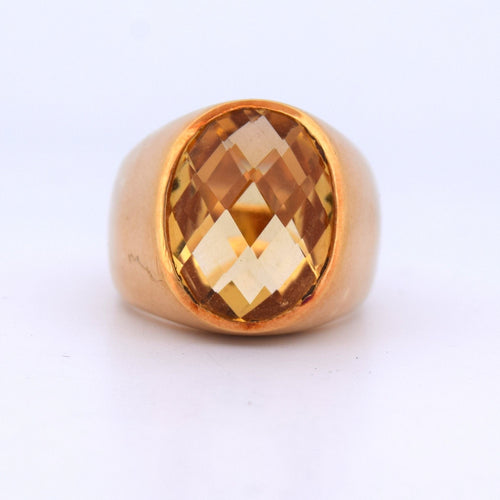 Vintage ring i 18 kt guld och citrin 58 Facettes AN553