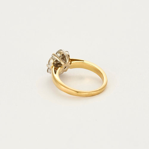 Ring Daisy yellow and gray gold and diamonds