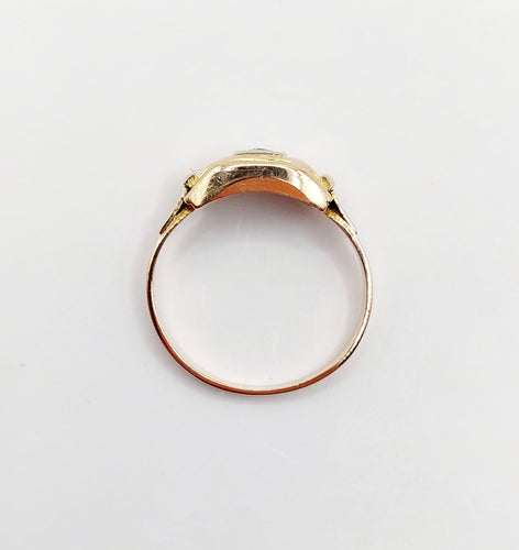 Bague 53.5 Bague Tank Art Déco or rose, petit diamant et monture géométrique (circa 1950) 58 Facettes A05167