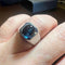 Bague 56 Bague or blanc tourmaline bleue 58 Facettes 7824 A
