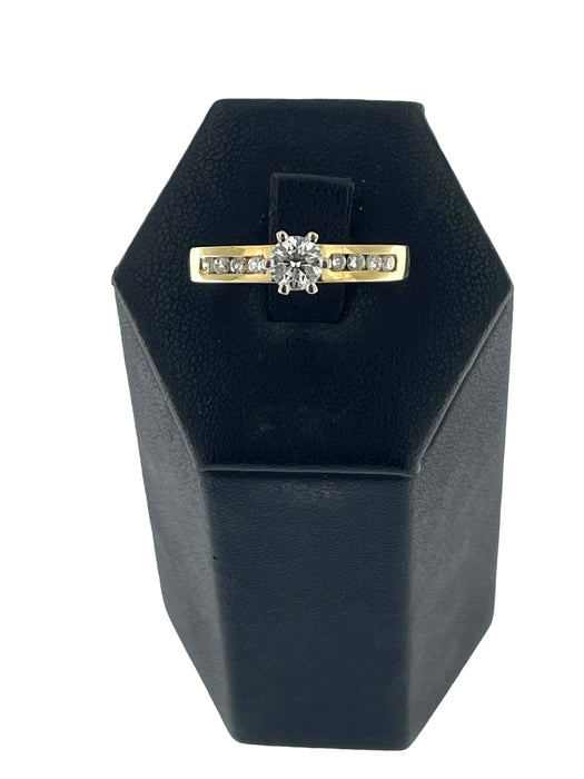 Bague 56 Bague de fiançailles en or jaune et blanc certifiée HRD avec diamants 58 Facettes