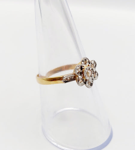 Bague 55 Bague marguerite antique en or 18k et diamants taille rose (circa 1900) 58 Facettes A06395
