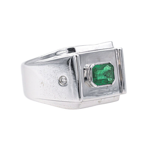 Bague 65 Bague Or blanc Emeraude, Diamant 58 Facettes 4169632RV