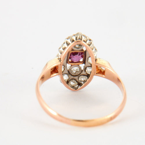 Bague 55 Bague Ancienne Rubis & Diamants 58 Facettes