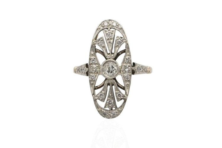 54 Unique Art Déco ring with diamonds, 1930s/1940s 58 Facettes 11284