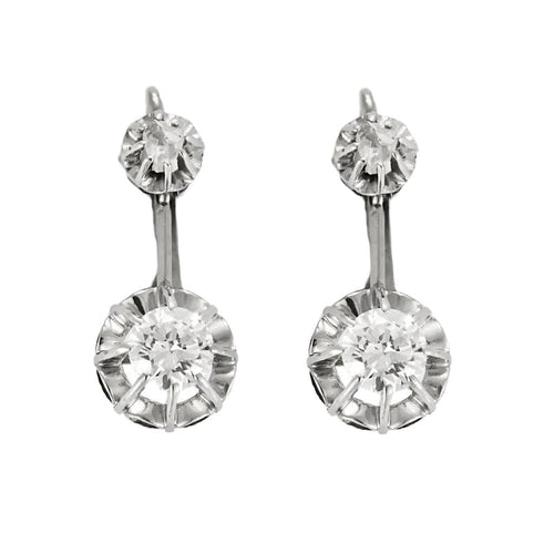 Boucles d'oreilles Boucles d'oreilles Dormeuses Art-Déco or et diamants 58 Facettes B240305