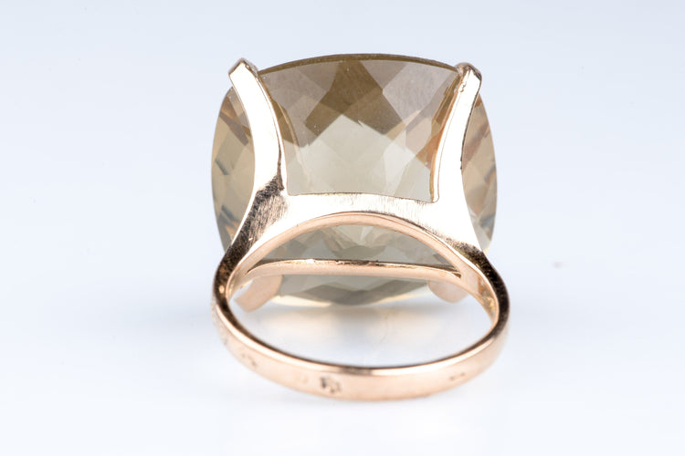 Sarı altından kokteyl yüzüğü – büyük yastık kesim sitrin 