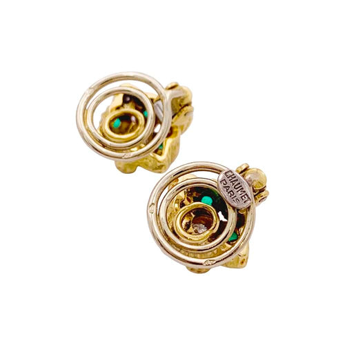 Boucles d'oreilles Boucles d'oreilles Chaumet, or jaune, diamants, émeraudes. 58 Facettes 34899