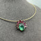 Collier Collier Ras-de-Cou en Or Jaune avec Tourmaline Verte et Grenats Rhodolites 58 Facettes