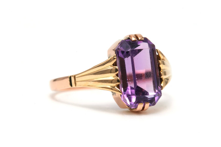 Bague 52 Bague Art Déco en or jaune sertie d'une améthyste 58 Facettes 22654