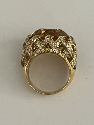 Bague 53 Bague ARFAN or jaune citrine diamants 58 Facettes 5723
