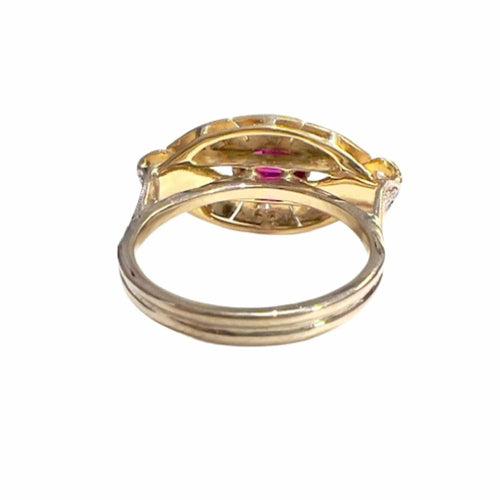 Bague 52 Bague design Art Déco en or 18 kt avec diamants et rubis synthétique 58 Facettes Q37B