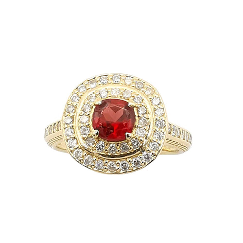 Bague 52 Bague GLAMIRA or jaune, grenat, diamants 58 Facettes