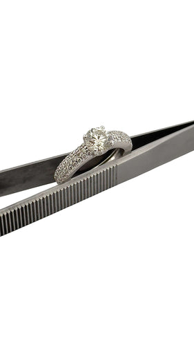 Bague 52 Solitaire en diamants sur monture or blanc 18 carats 58 Facettes