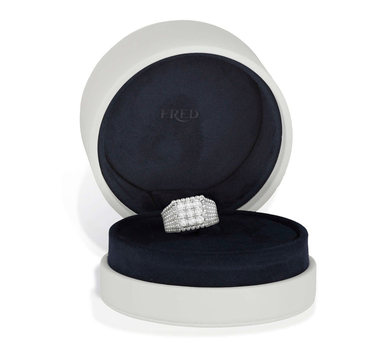 Bague 54 FRED - bague or blanc en diamants carrée 58 Facettes 237703