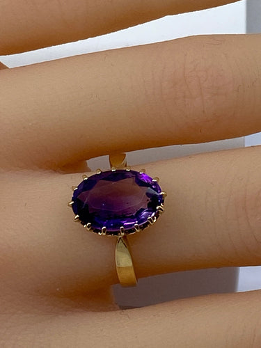 Bague Bague or jaune et améthyste 58 Facettes AB477