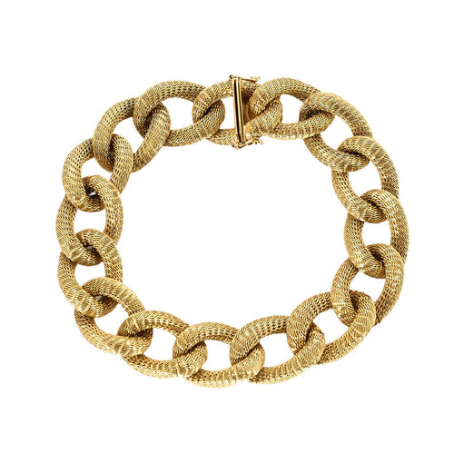 Bracciale in oro giallo a Maglia maglia tessuta gourmette 