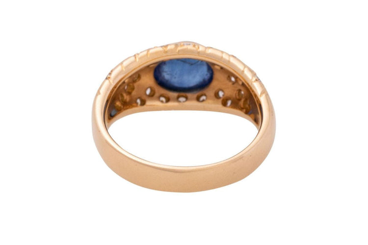 Bague 62 Bague avec saphir cabochon 3.50 ct et diamants en or jaune 18k 58 Facettes 10097